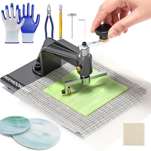 Mxmoonant Glass Circle Cutter 0.39-3.93'' Lens Circle Cutting Tool w/Non-Slip Rubber Pad & Glass Plier for Stained Glass